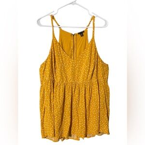Torrid Babydoll Cami Top Women’s  2X Yellow White Polka Dot Spaghetti Strap